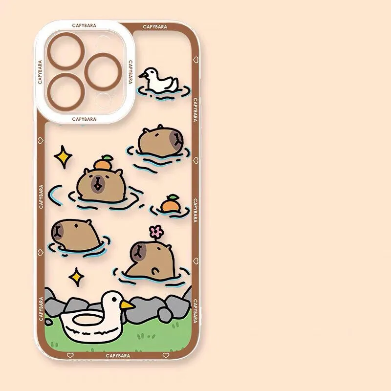 Playful Capybara Cartoon Design Phone Case