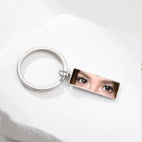 Lemegeton Personalized Eye Photo Keychain Single Side Engrave Photos Key Chain Custom Car Keyrings Accessories Family DIY Gifts