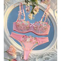 Rond Up Night belles femmes Sexy 2 pièces broderie florale sous-vêtements Sexy érotique Lingerie sous-vêtements Lenceria ensembles Sexy 2