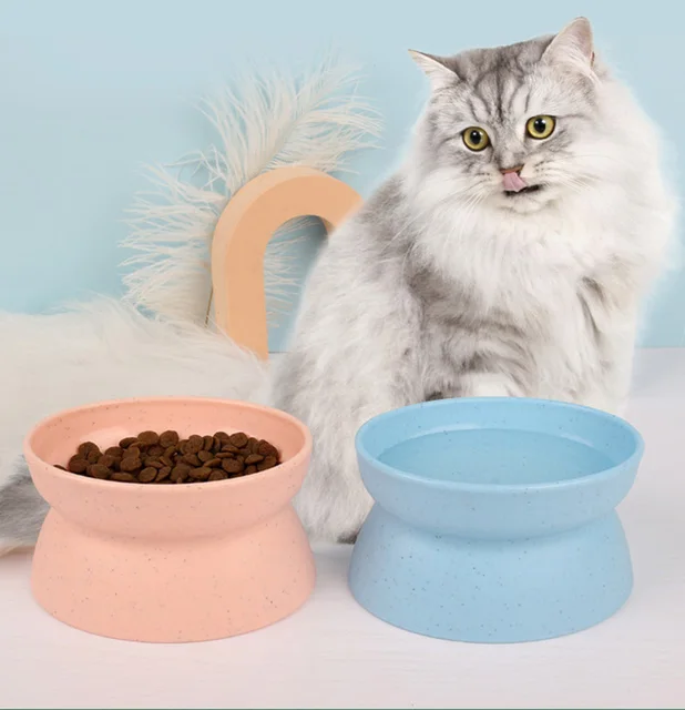 Hot High Feet Cat Bowl Plastic Pet Bowl for Cats Small Dogs Pet Food Bowls Neck Guard Easy Clean Prevent Tipping Cat Accessories