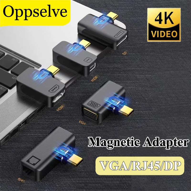 

Metal USB Type C Magnetic Adapter USB C To Mini DP/VGA/RJ45/HDMI-Compatible Magnet Converter For Samsung Xiaomi Laptop Macbook