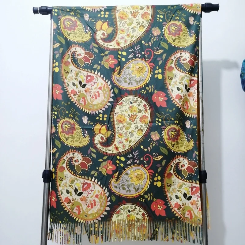 Van Gogh-Inspired Cashmere Wool Scarf - Coffee House Print Winter Wrap