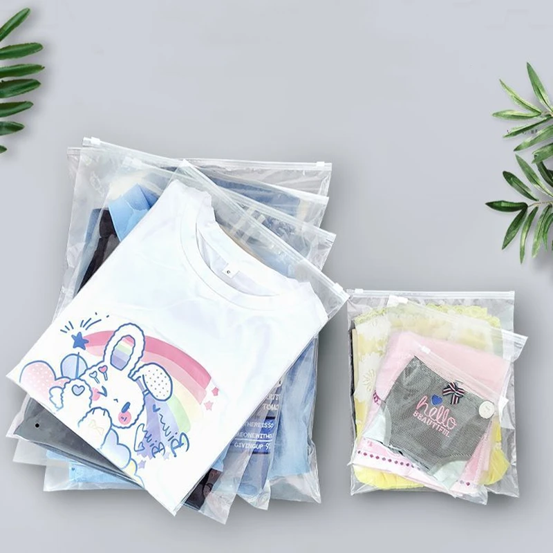 StoBag 50pcs Transparent Clothing Packaging Zipper Bags Plastic Clear Travel  Sealed Reusable Ziplock Storage Pouches Wholesale