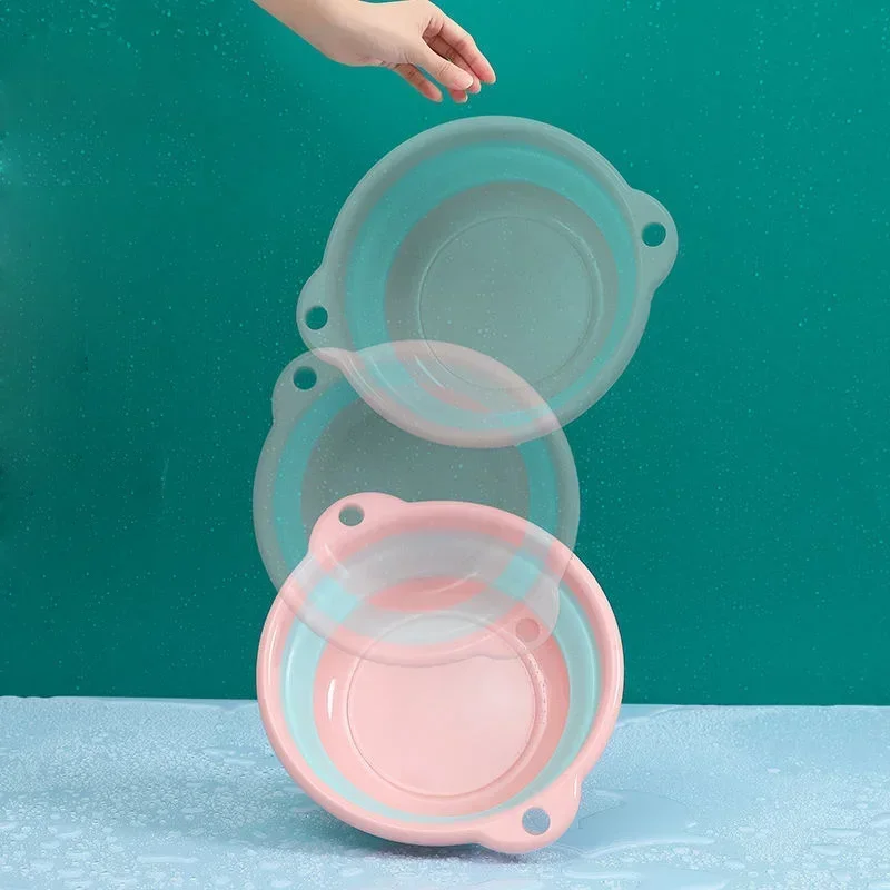 Portable Folding Bucket for Face Washing Laundry and Traveling Space-Saving and Durable Water Basin folding wash basin,collapsible wash basin,foldable wash basin,folding storage bucket