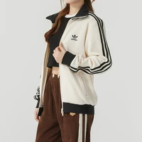 Adidas Trefoil Couple Jacket Retro Waffle Veste de sport à col montant pour hommes et femmes Jw0109 4