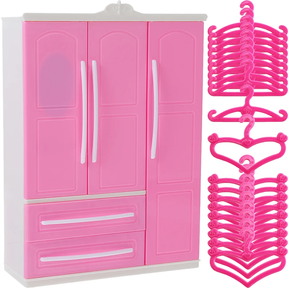 

1 Set Clothing Organizer Closet Wardrobe With Mini Hangers for Dolls