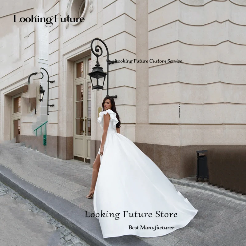 Modern Detachable Train Mini Mermaid Wedding Dress Simple One Shoulder Sleeveless Sexy Backless Pleated Flowers 2025 Customized 14 S84abf5886a10497cbd66d13baa389ac4f