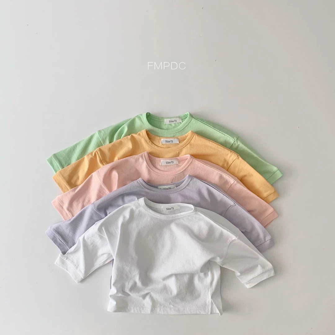 Korea Kids Oversized Basic T-Shirt 2023 Baby Tee Soft Bottoming