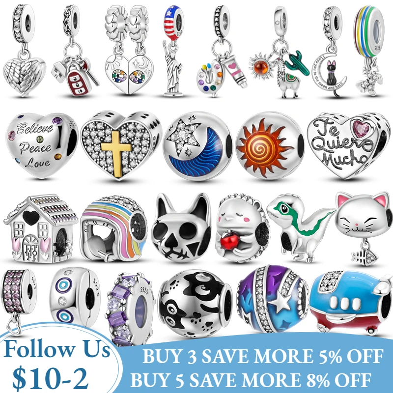 

Halloween Charms Plata de ley 925 animals kitty&shoes heart charm Fit Pandora 925 Bracelet mother kids beads for jewelry making