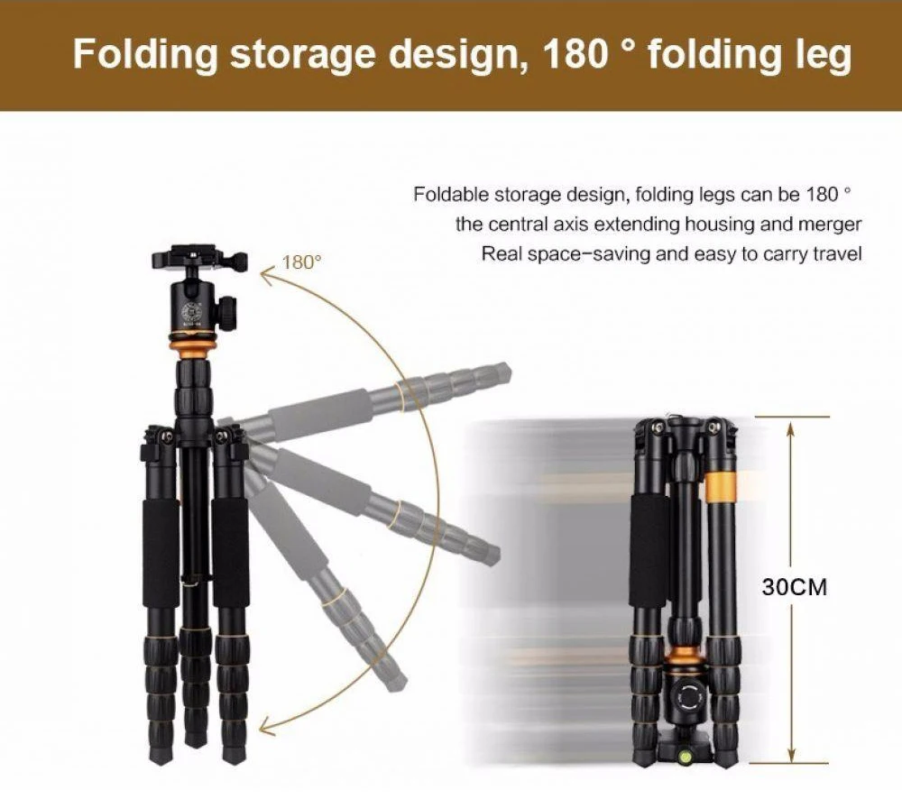 QZSD Q278 Professional Portable Aluminium Alloy Camera Travel Lightweight Tripod