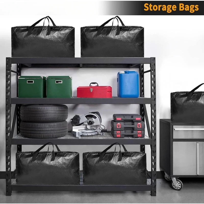 Extra Large Storage Totes W/Backpack Straps Strong Handles & Zippers, Packing & Moving Supplies, Black (8 Pack) 3