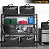Extra Large Storage Totes W/Backpack Straps Strong Handles & Zippers, Packing & Moving Supplies, Black (8 Pack) 3