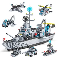 1560pcs Model Warships Building Blocks Construction Navy Battleship Army Boat Aircraft Bricks Toys for Children Gift 2