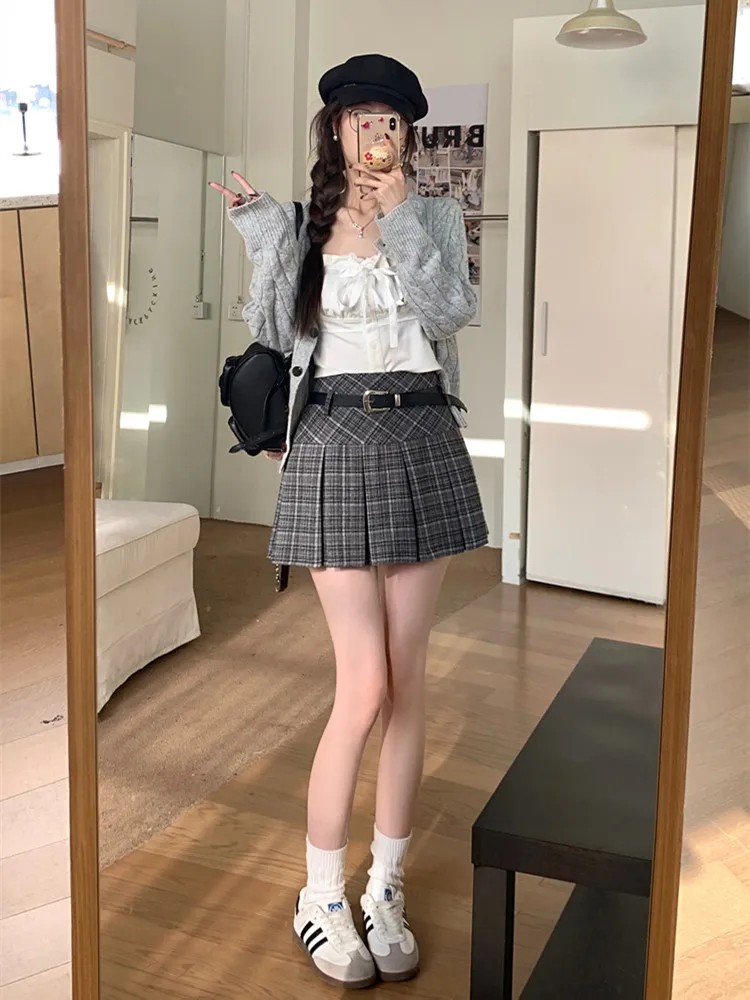 ★韓国人気★claddA★wool mini skirt Korean style Winter Woolen Kawaii Mini Skirts Women Fashion
