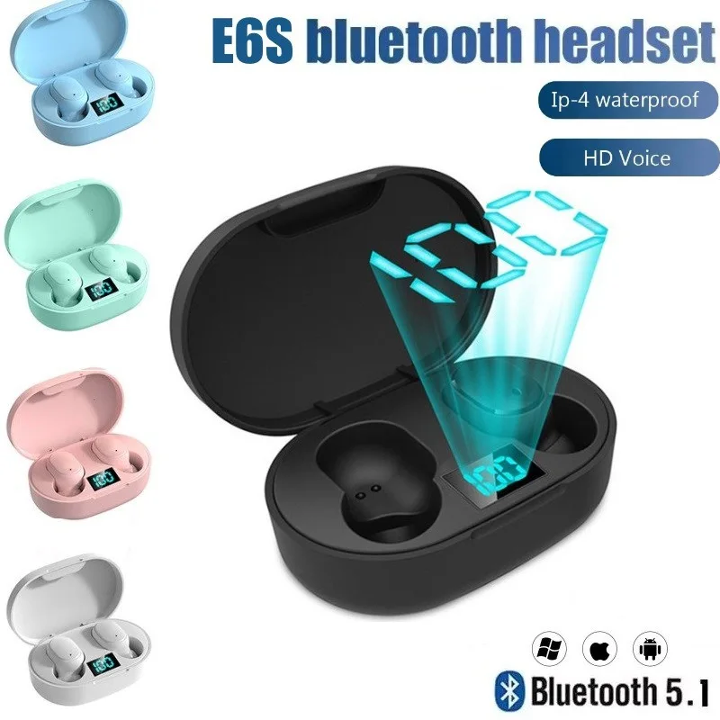 

20Pcs E6S Wireless Bluetooth Earphones E6S TWS Bluetooth Headset Noise Cancelling Earphones With Microphone Headphones