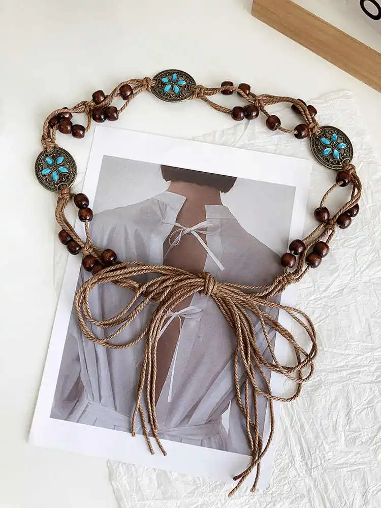 Waist Belt for Women Crafting Summer Retro-Ethnic Style Versatile and Exclusive High-End Decorative womens dress belt