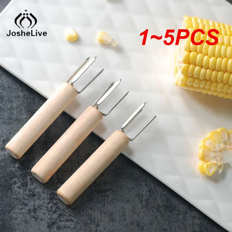 1 ~ 5 Pezzi Forchette Di Mais Forchette Per Alimenti Ago Per Arrosto Di Mais Spina Per Mais Barbecue Salsiccia Di Manzo Forchetta Con Manico In Legno 