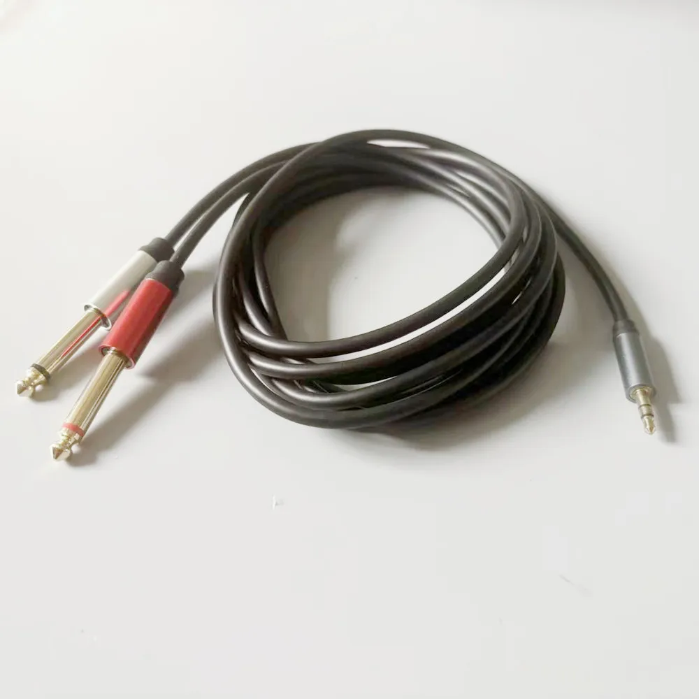 1/8인치에서 1/4인치 스테레오 케이블 3.5mm TRS - 듀얼 6.35mm 1/4 TS 모노 Y 스플리터 오디오 코드 어댑터 (홈 스테레오 시스템 호환)