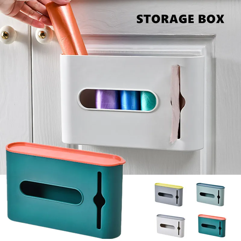 벽걸이 플라스틱 쓰레기 봉투 보관함, 디펜서 쓰레기 봉투, 욕실 주방용 탈착식..