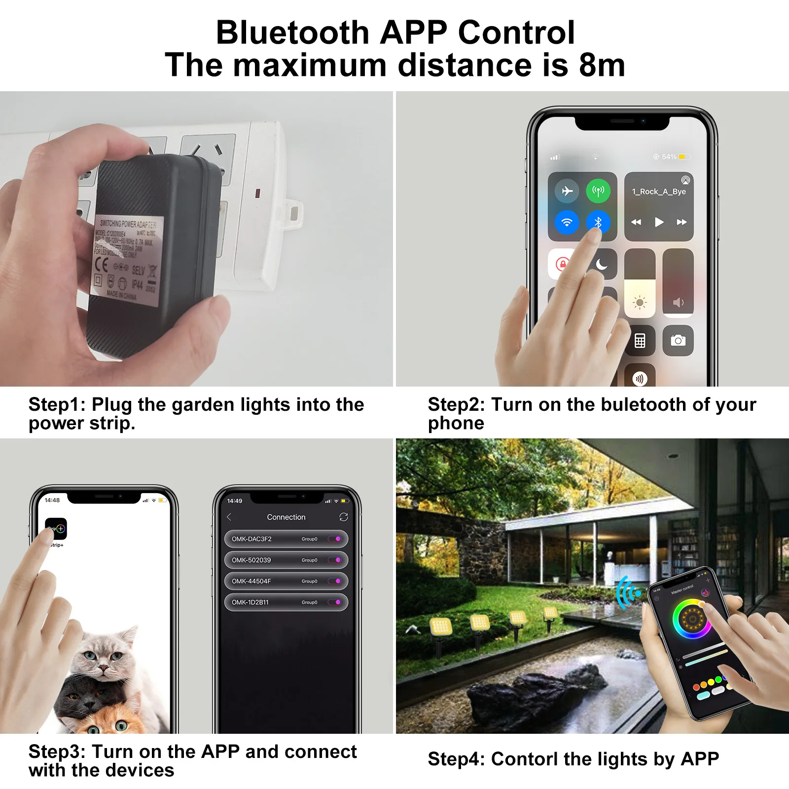 EU/UK/US Plug RGB Bluetooth App Controlled Outdoor LED Landscape Lamp IP65 Waterproof Garden Lights Lawn Lamp Path Spotlights