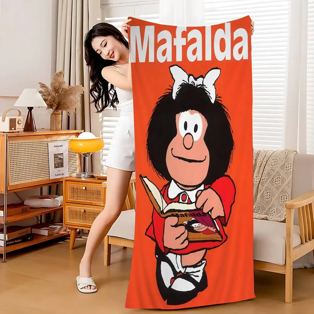 Cartoon Mafalda Microfiber Printed Beach Towel Mountain Climbing Yoga Beach Swimming Running Absorbent Soft Towel