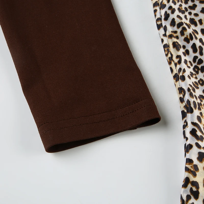 Button V Neck Slim Leopard Hooded Tee Contrast Patchwork Long Sleeve American Retro Y2K Basic T Shirt Women Aesthetic Clothes