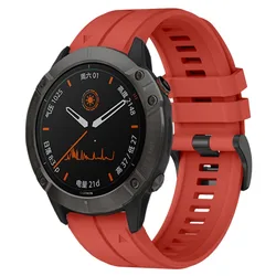 Silicone Outdoor Waterproof Watch Band with QuickFit Closure, Available in Multiple Sizes - Fenix 6S (Red)