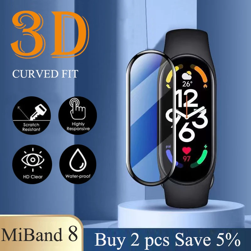 

3D Screen Protector Film For Xiaomi Miband 8 Smart Wristband MiBand8 Protective Full Screen Protector For Mi Band 8 Accessories