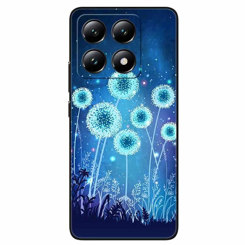 Floral Print Soft TPU Silicone Phone Cover with Black Bumpers