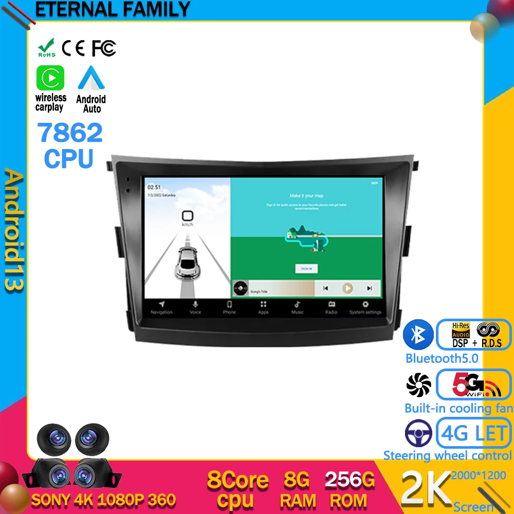 

Android 13 Car Radio Multimedia Video Player Navigation GPS For SsangYong Tivoli 2015 - 2019 Carplay Head Unit WIFI 4G BT DSP