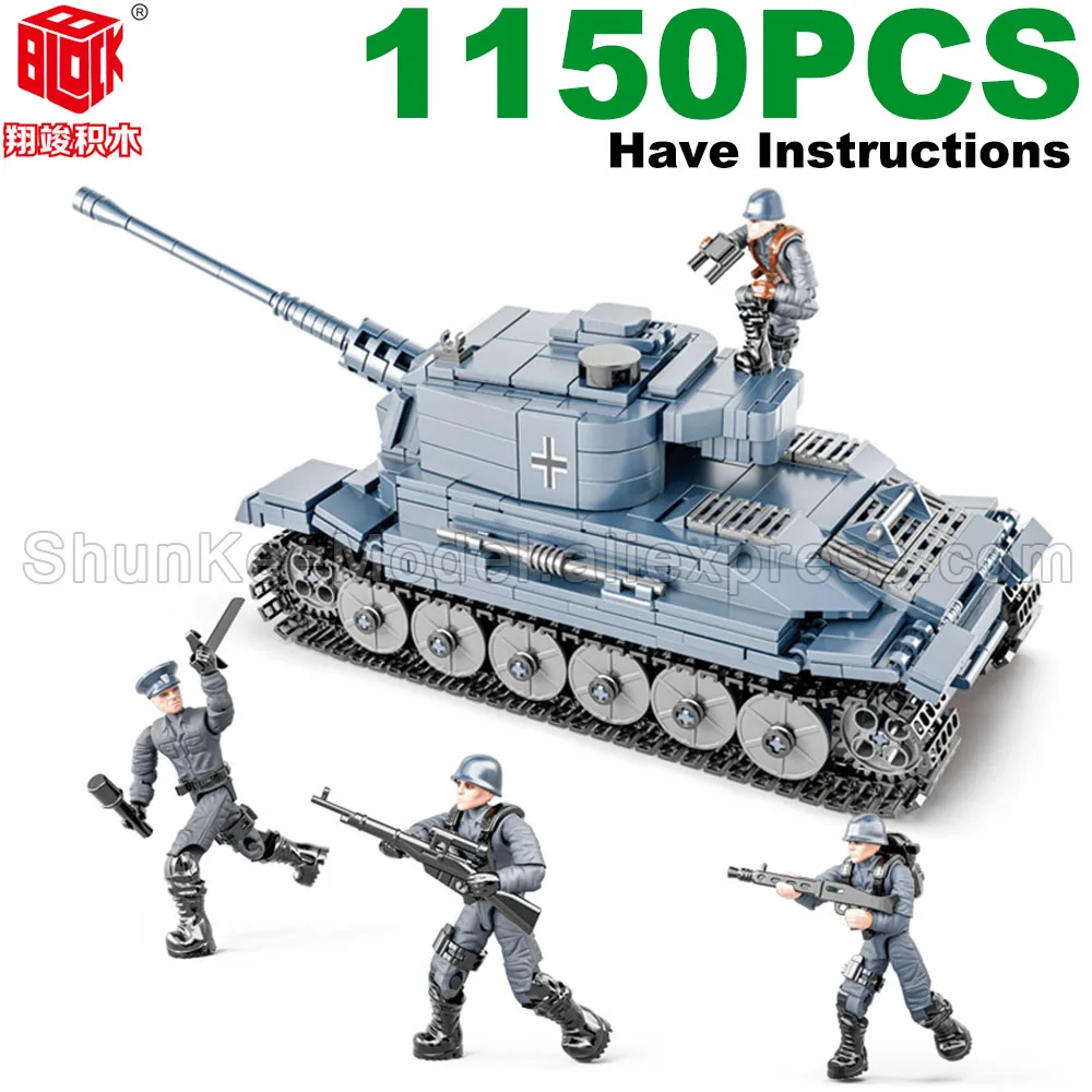 

1150PCS MOC WW2 Military Stryker Vehicle M26 PZKPFW V1 Tank Halftrack Car Truck Model Building Blocks Army Action Figures