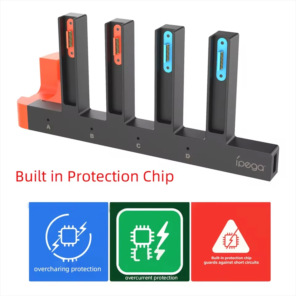 IPEGA PGSW2185 Charging Dock Station LED Charging Indicator Fast Magnetic Charger Charges up to 4pcs Joypad For Nintend Switch 2