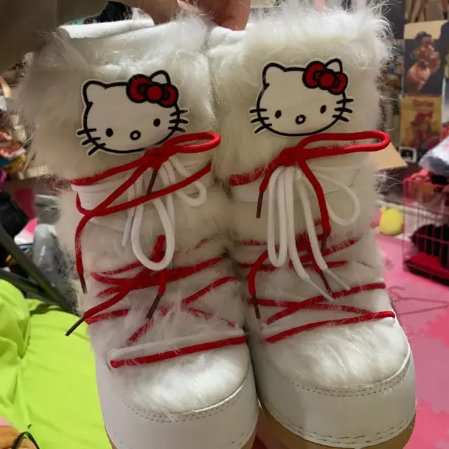 ik ben gelukkig gevolgtrekking beha Hello Kitty Cute Middle Boots Girl Fashion Ins Cartoon Kawaii Anime Winter  Round Toe Strap Warm Snow Boots Girl Birthday Gift - Movies & Tv -  AliExpress