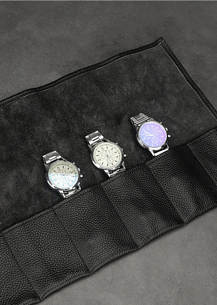 Travel Watch Organizer | Luxury 6 Slots Black Leather Watch Roll Organizer – Portable T... - SKU LWRO0832 - UGI Packaging