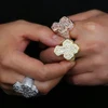 Iced Out Bling Cross Finger Ring Silver Color Cubic Zirconia Prong Setting CZ Stone Luxulry Men Women Hip Hop Fashion Jewelry 5