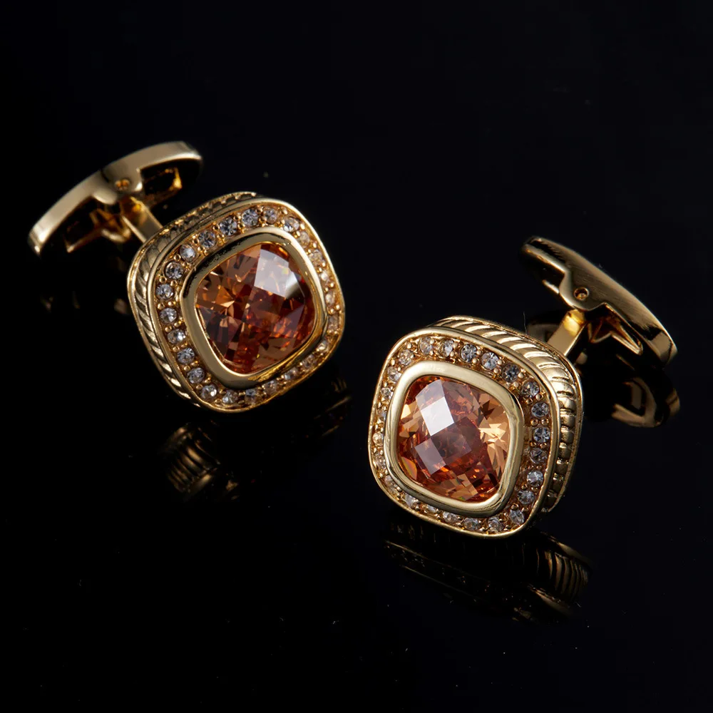 Tortoise Face Champagne Crystal Rhinestone Cufflinks For Mens French Style Shirt Business Wedding Groom Cuffs mens cufflinks