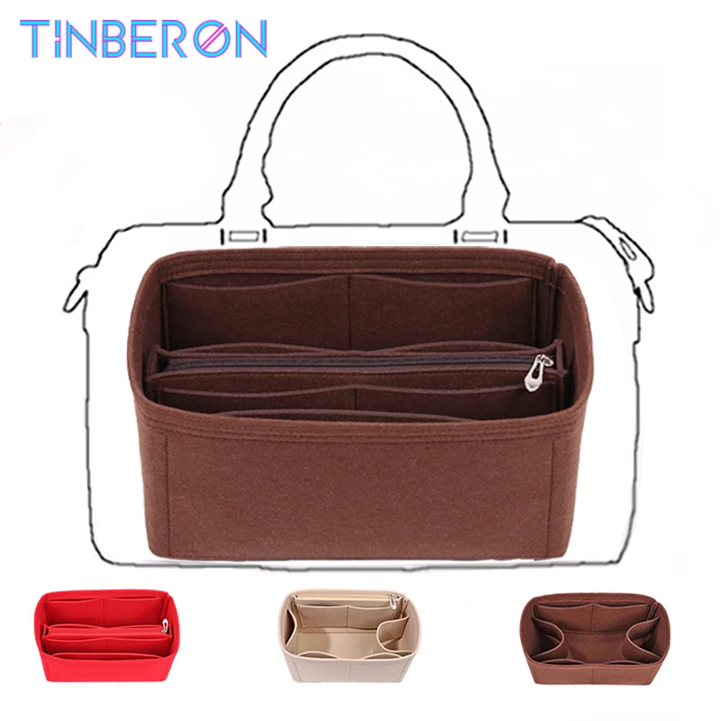 Women Felt Purse Bag Organizer Insert with zipper Bag Tote Shaper Handbag  Fit For Onthego - AliExpress