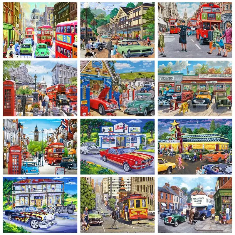 

RUOPOTY Painting By Numbers Frame City Scene Cars Paint Kit Home Decors On Canvas Diy Gift For Adults Handpainted Landscape