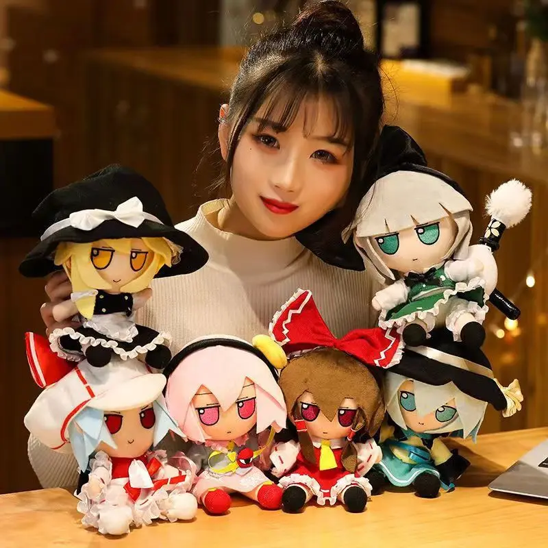 

Периферийные устройства для аниме, 20 см, Reimu Hakurei Youmu Konpaku Marisa Kirisame, милые плюшевые набивные куклы, мягкая подушка, игрушка, подарки для детей