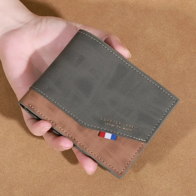 Men's Vintage High-Capacity Leather Coin Wallet with Multiple Photo Slots