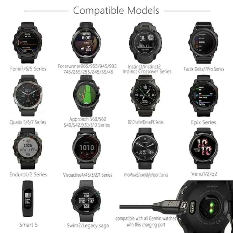 Durable USB-C Smart Watch Charging Cable - Enhanced Replacement Charger, 3.3ft