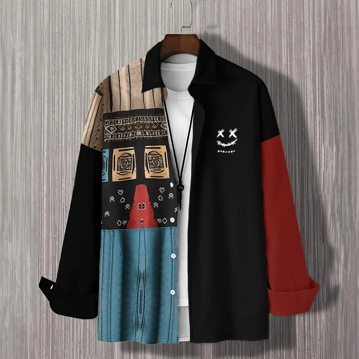 

2024 Shirt For Men 3d Ethnic Style Printe Daily Casual Long Sleeved Shirt Beach Party Men's Clothing Loose Oversized Sports Shir