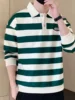 Trendy Striped Long Sve  irt Hoodie Loose Fit Men's Autumn Spring Casual Sli Outerwear Top Youth Faion