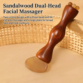 Strumento Professionale per Massaggio Facciale Femminile, Bastoncino Gua Sha in Legno di Sandalo a Forma di Loto per Cura della Pelle e Terapia Anti-Invecchiamento