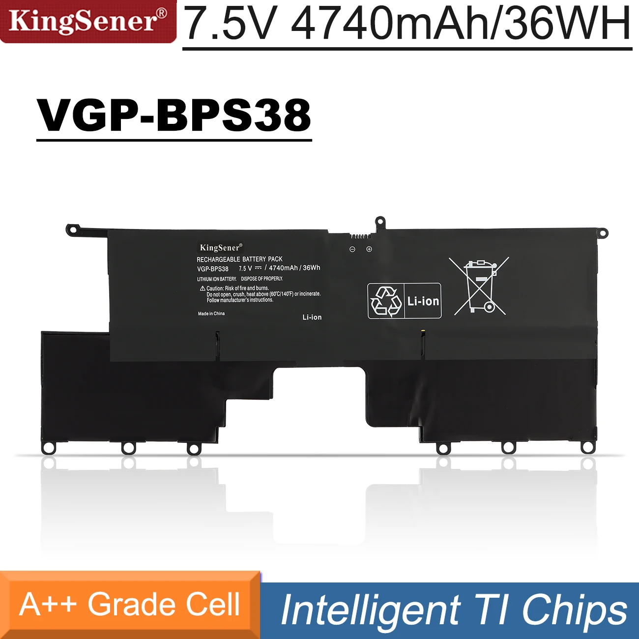 KingSener VGP-BPS38 Laptop Battery For SONY VAIO PRO11 PRO13 SVP1321BPXB SVP13216PG SVP132A1CM SVP11217SCS  BPS38 7.5V 4740mAh