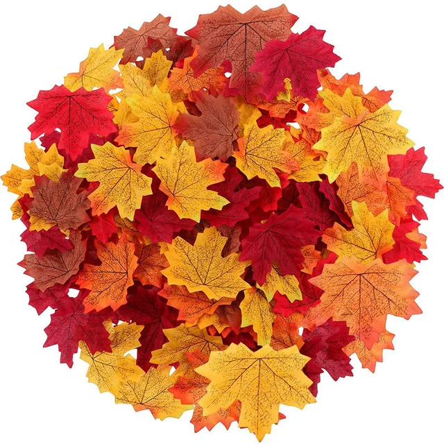 50/100/200 Pcs Artificial Maple Leaves – Autumn Silk Fall Leaves for Thanksgiving, Halloween, Christmas, Wedding & Home Décor 1