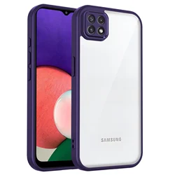 Clear Matte Back Cover with Air Cushion Silicone Bumper - Galaxy F42 5G (TMMS Purple)
