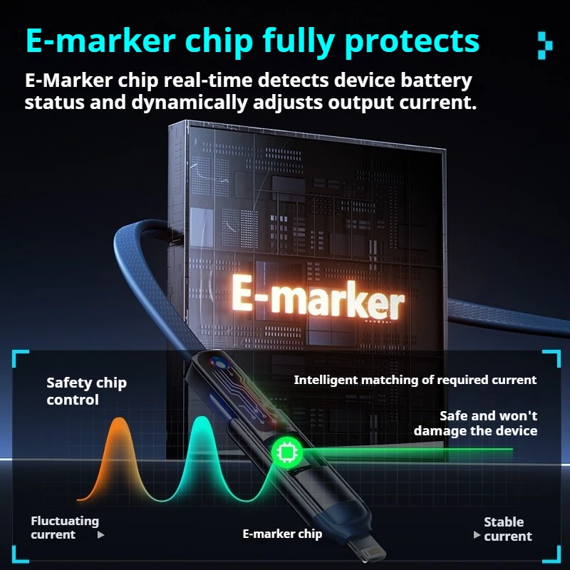 Eary 4 in 1 Fast Charging Cable 240W Multi Charger Cord with Type C/USB A/L Port for iPhone iPad Pixel Samsung Switch PS5 Tablet