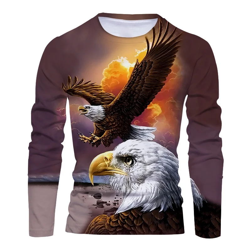 Retro Long Sleeved 3D Print Oversized T Shirt