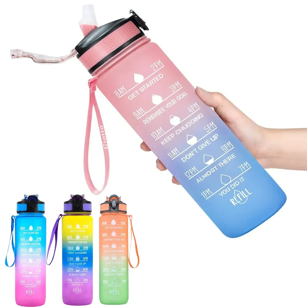 Description Picture 2 of itemLeakproof Water Bottles with Times to Drink and Straw Motivational Drinking Sports Water Bottle for Fitnes Gym Outdoor 1000ml